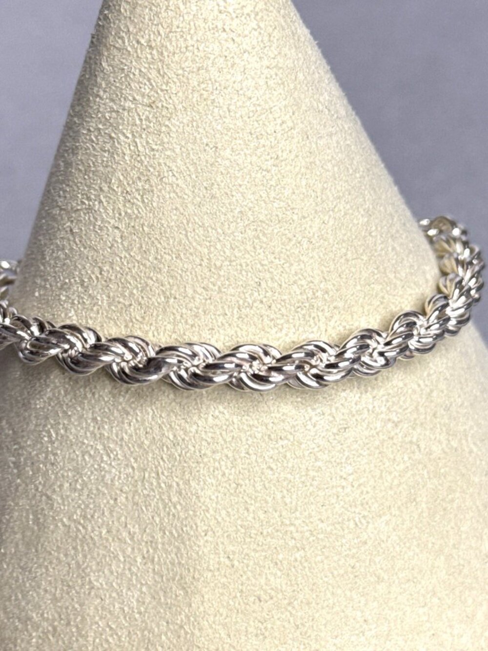 Sterling Silver Bracelet Rope Chain Adjustable Slide Tassel 4.6 gram Italy Stack
